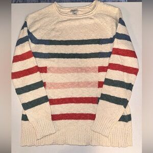 Vintage LL Bean  Women’s  Rainbow Retro Stripe Cotton Knit Sweater| Small
